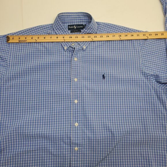 Ralph Lauren Shirt Men's Checkered Blue Size XL Long Sleeve Button Down Blake - Picture 8 of 12